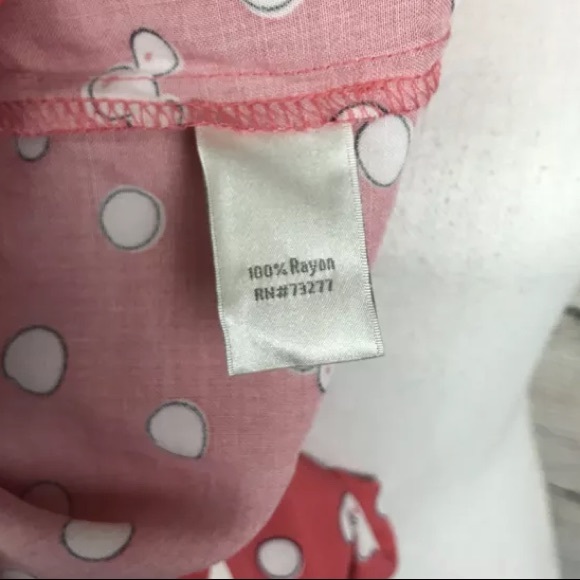 Mickey Mouse print pink collared rayon 3/4 sleeve top - Picture 7 of 7